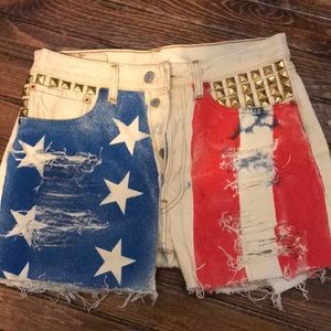 Handmade American Flag Distressed Shorts